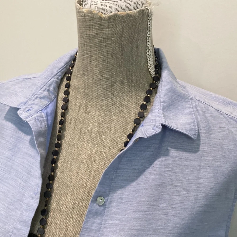 H&M Blue Button Down Tunic Dress Medium​​​ - Picture 10 of 15